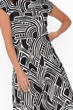 Linen Dresses<Foil Lara Black Geo Linen Dress