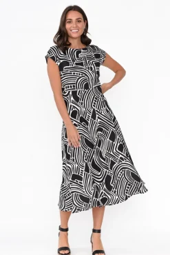 Linen Dresses<Foil Lara Black Geo Linen Dress