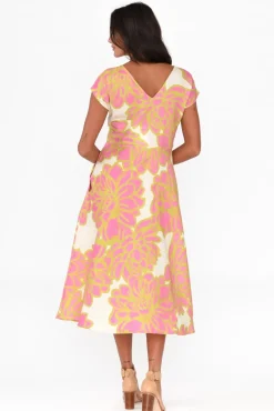 Linen Dresses<Foil Lara Pink Lotus Linen Dress