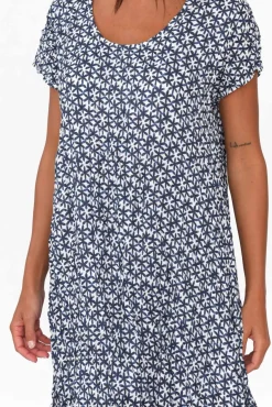 Cotton Dresses<Namastai Lauren Navy Flower Crinkle Cotton Dress