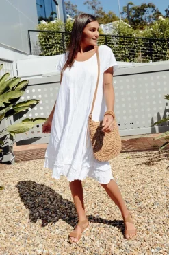 Cotton Dresses<Namastai Lauren White Crinkle Cotton Dress