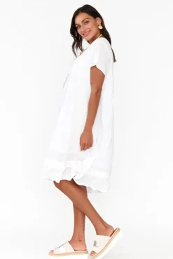 Cotton Dresses<Namastai Lauren White Crinkle Cotton Dress