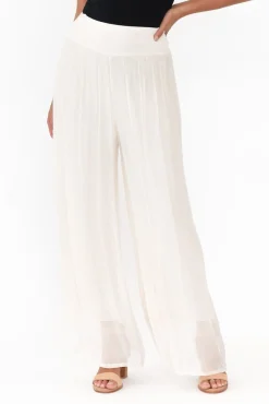 Pants<La Strada Laurier Ivory Silk Wide Leg Pant