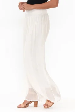 Pants<La Strada Laurier Ivory Silk Wide Leg Pant