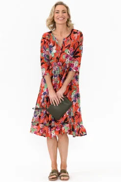 Cotton Dresses<One Summer Layla Pink Flower Crinkle Cotton Dress