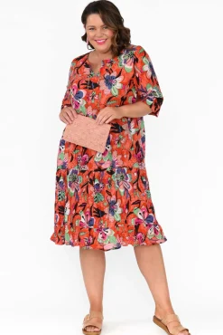 Cotton Dresses<One Summer Layla Pink Flower Crinkle Cotton Dress