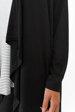 Cardigans<PQ Leanna Black Bamboo Waterfall Cardigan