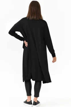 Cardigans<PQ Leanna Black Bamboo Waterfall Cardigan