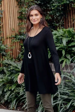 Tunic Tops<Bamboo Body Leanne Black Bamboo Tunic Top