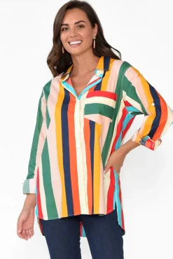Cotton Tops<Soul Sparrow Lenka Multi Stripe Cotton Shirt