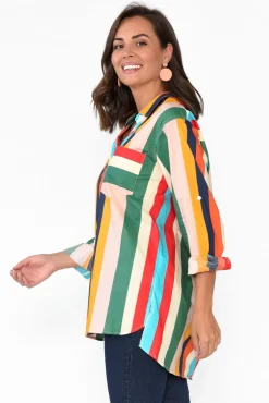 Cotton Tops<Soul Sparrow Lenka Multi Stripe Cotton Shirt