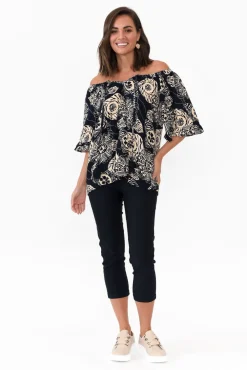 Sleeved Tops<Willow Tree Leora Navy Flower Frill Top