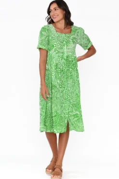 Cotton Dresses<Orientique Leros Green Jungle Organic Cotton Dress