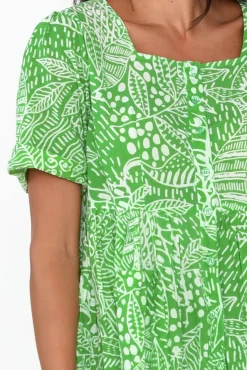 Cotton Dresses<Orientique Leros Green Jungle Organic Cotton Dress
