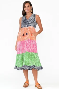 Cotton Dresses<Orientique Leros Multi Stripe Organic Cotton Midi Dress