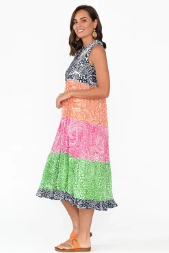 Cotton Dresses<Orientique Leros Multi Stripe Organic Cotton Midi Dress