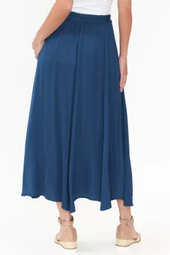 Skirts<Donna Donna Letitia Teal Gloss Midi Skirt