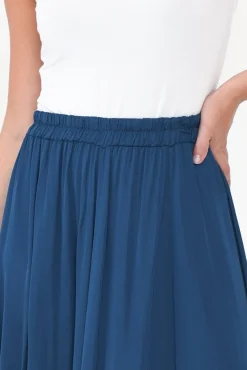 Skirts<Donna Donna Letitia Teal Gloss Midi Skirt