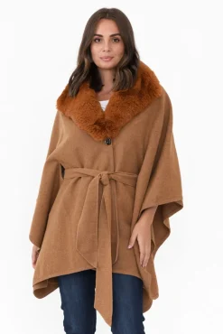 Ponchos<Zura Levi Chocolate Wool Blend Cape