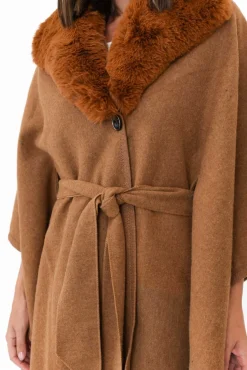 Ponchos<Zura Levi Chocolate Wool Blend Cape