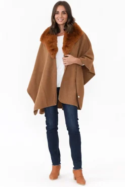Ponchos<Zura Levi Chocolate Wool Blend Cape