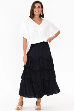 Skirts<Red Lotus Lexi Navy Ruffle Tier Skirt