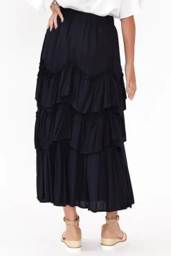 Skirts<Red Lotus Lexi Navy Ruffle Tier Skirt