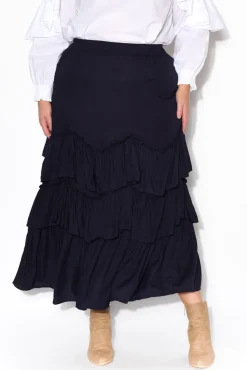 Skirts<Red Lotus Lexi Navy Ruffle Tier Skirt