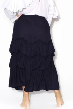 Skirts<Red Lotus Lexi Navy Ruffle Tier Skirt