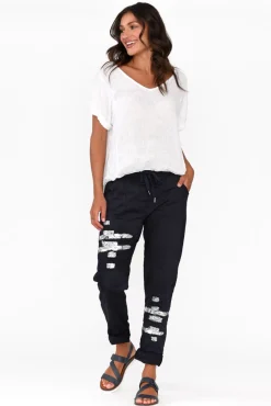 Pants<La Strada Lexus Navy Foil Stretch Pant