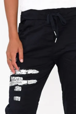 Pants<La Strada Lexus Navy Foil Stretch Pant