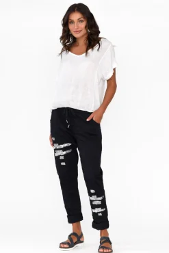 Pants<La Strada Lexus Navy Foil Stretch Pant