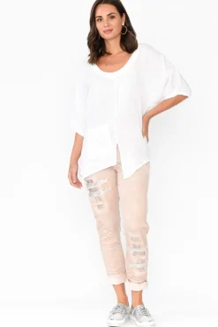 Pants<La Strada Lexus Pink Foil Stretch Pant