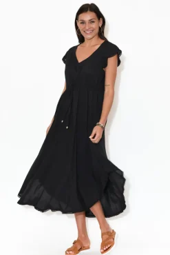 Midi Dresses<New U Collection Libby Black Midi Dress