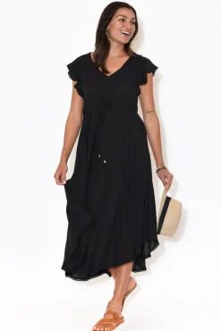 Midi Dresses<New U Collection Libby Black Midi Dress