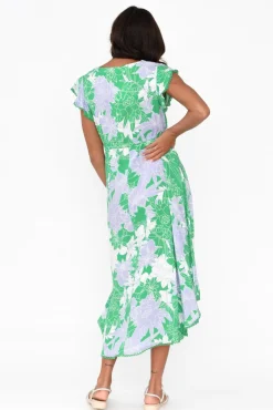 Midi Dresses<New U Collection Libby Green Botanical Midi Dress