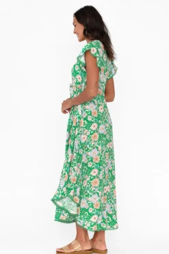 Midi Dresses<New U Collection Libby Green Meadow Midi Dress