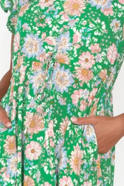 Midi Dresses<New U Collection Libby Green Meadow Midi Dress