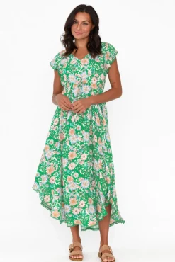 Midi Dresses<New U Collection Libby Green Meadow Midi Dress