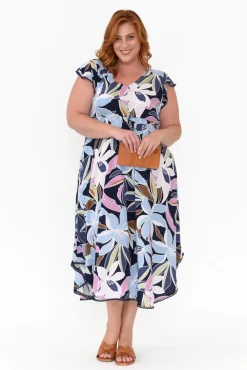Midi Dresses<New U Collection Libby Navy Blossom Midi Dress