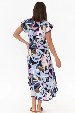 Midi Dresses<New U Collection Libby Navy Blossom Midi Dress