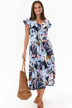 Midi Dresses<New U Collection Libby Navy Blossom Midi Dress