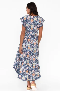 Midi Dresses<New U Collection Libby Navy Bouquet Midi Dress