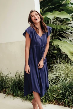 Midi Dresses<New U Collection Libby Navy Midi Dress