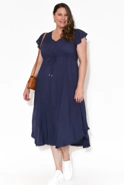 Midi Dresses<New U Collection Libby Navy Midi Dress