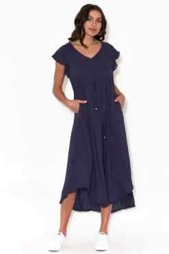 Midi Dresses<New U Collection Libby Navy Midi Dress
