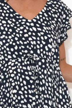 Midi Dresses<New U Collection Libby Navy Spot Midi Dress