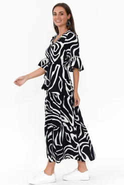 Maxi Dresses<Willow Tree Lima Navy Swirl Button Tier Dress