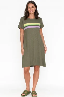Cotton Dresses<Elm Linden Khaki Cotton Tee Dress