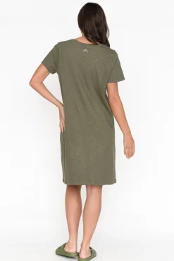 Cotton Dresses<Elm Linden Khaki Cotton Tee Dress